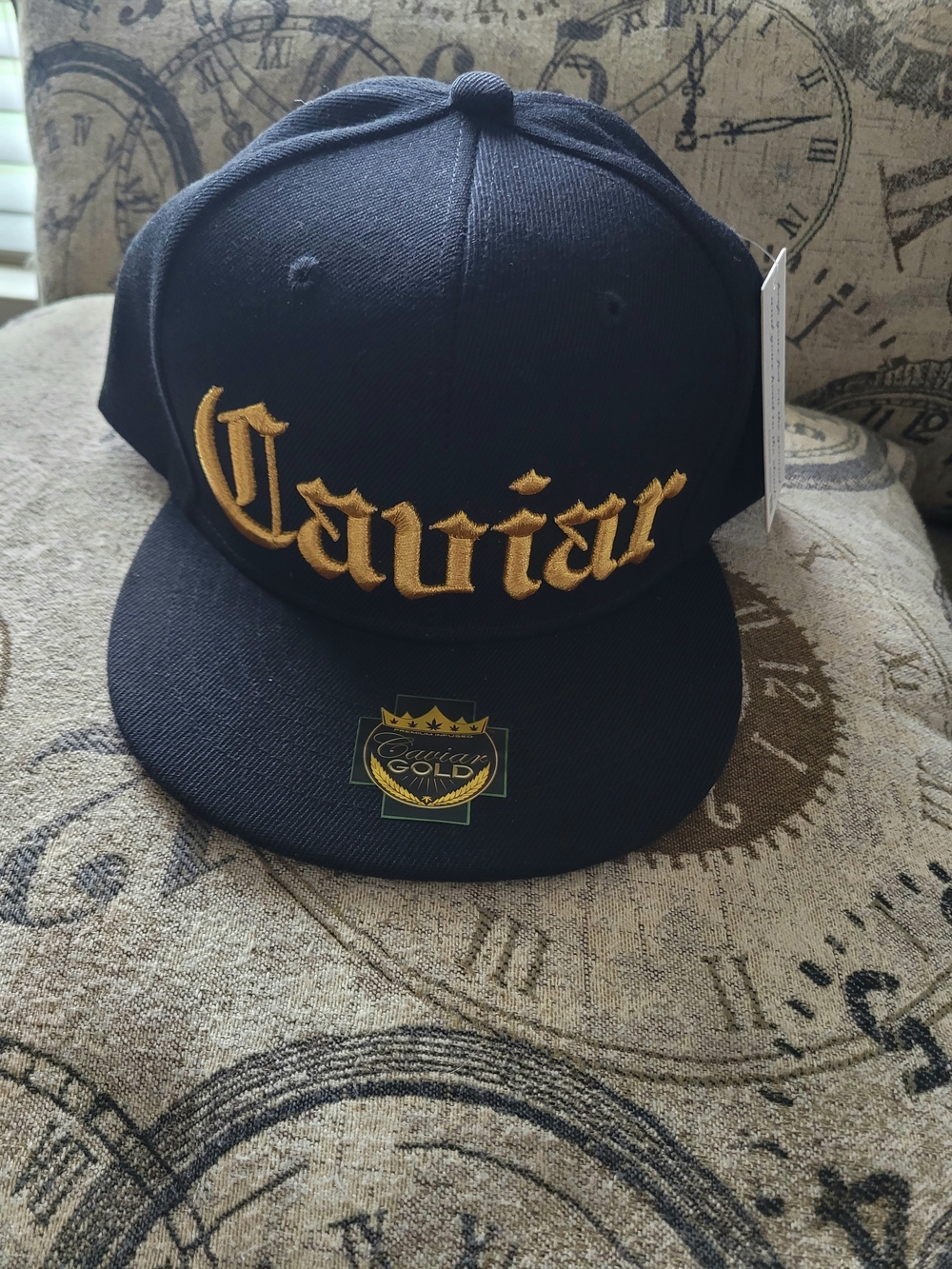 Gold Embroidered Black Snapback Hat